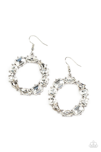 GLOWING in Circles - White Earring - Bling With Crystal